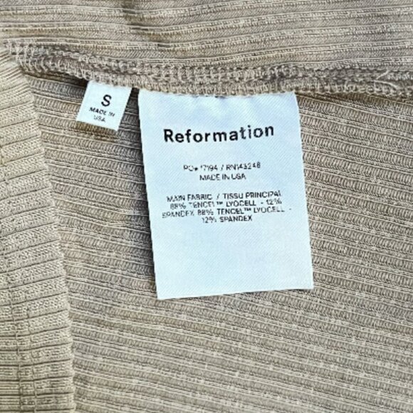 NWOT Reformation Sarita Dress Ribbed Square Neck Mini Dress in Sand, sz Small - Picture 6 of 6